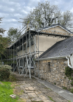 Country house with scaffolding