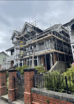 Large domestic home under scaffolding